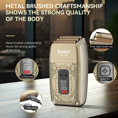 Kemei High Power Professional Men's Retro Metal Shaver