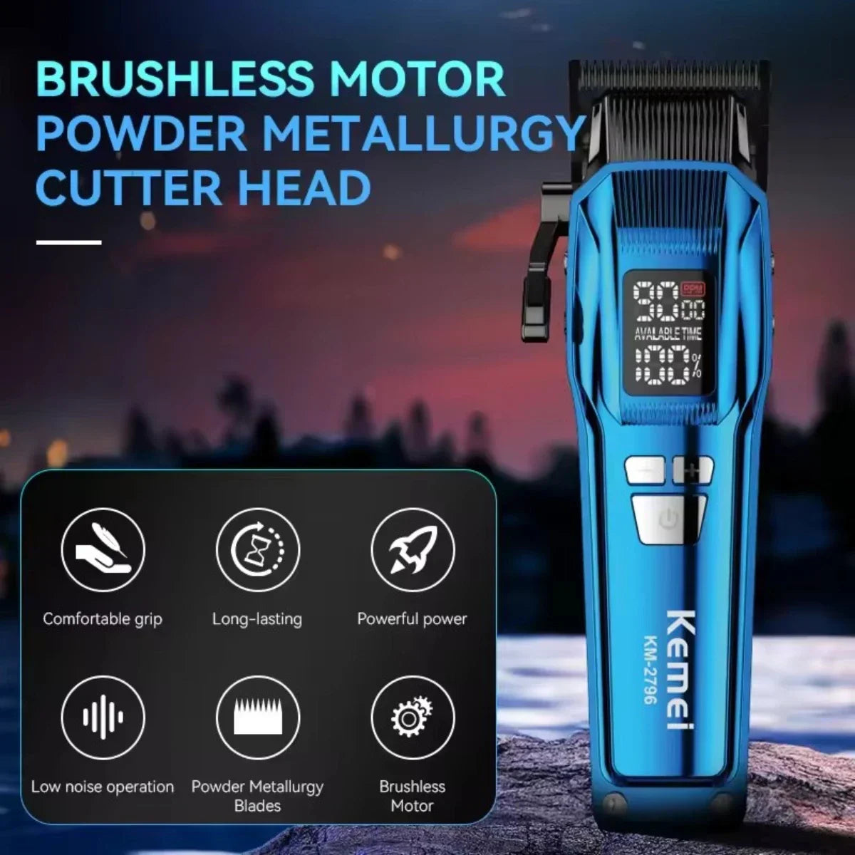 Kemei Hair Trimmer Professional Clippers Brushless Motor 9000 RPM
