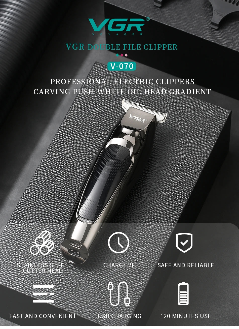 VGR Hair Trimmer Professional Hair Clipper LED Display V-070