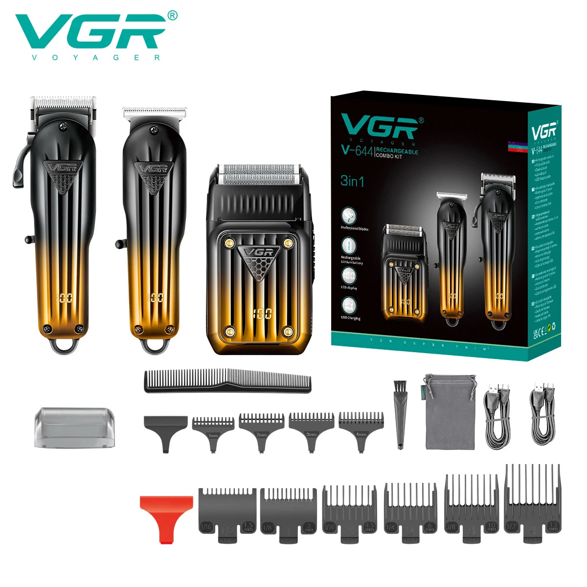 VGR 644 gradient hair cutting combination electric shaver