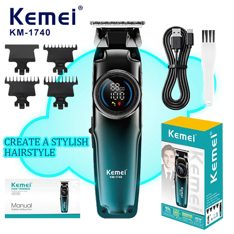 Kemei 1740 Barber Fade Hair Clippers Professional Cordless Trimmer