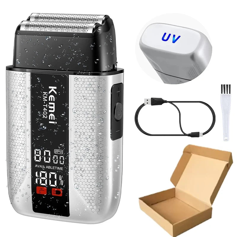 KEMEI T402 Professional Foil Shavers for Men IPX7 Waterproof