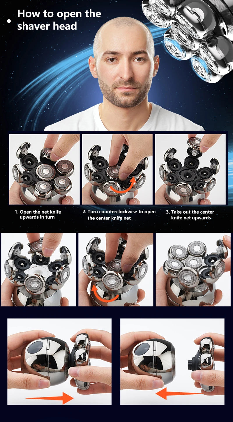 Electric Shaver 7D Floating Cutter Head Base Beard Trimmer