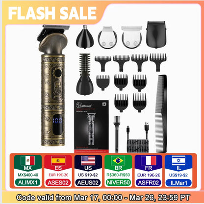 Hatteker 6 in 1 hair clipper set hair trimmer machine