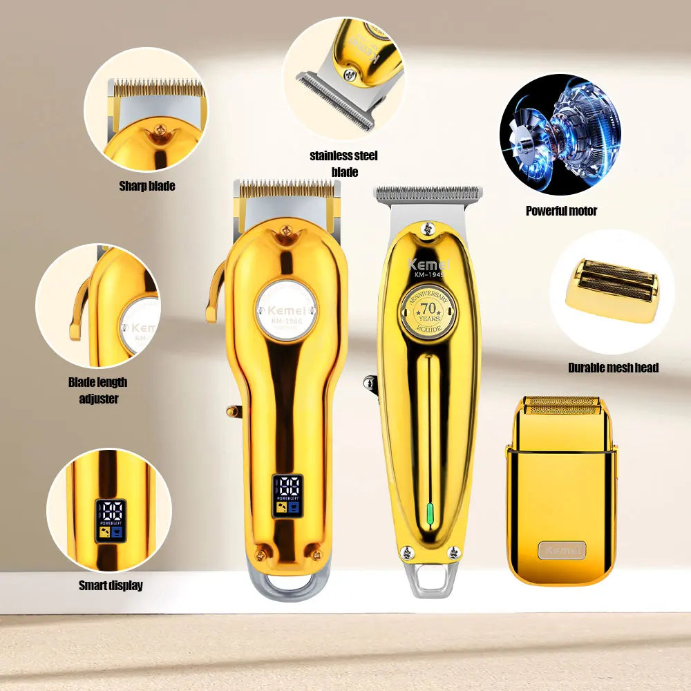 Kemei Professional Finishing Hair Clipper Kit Electric Cordless
