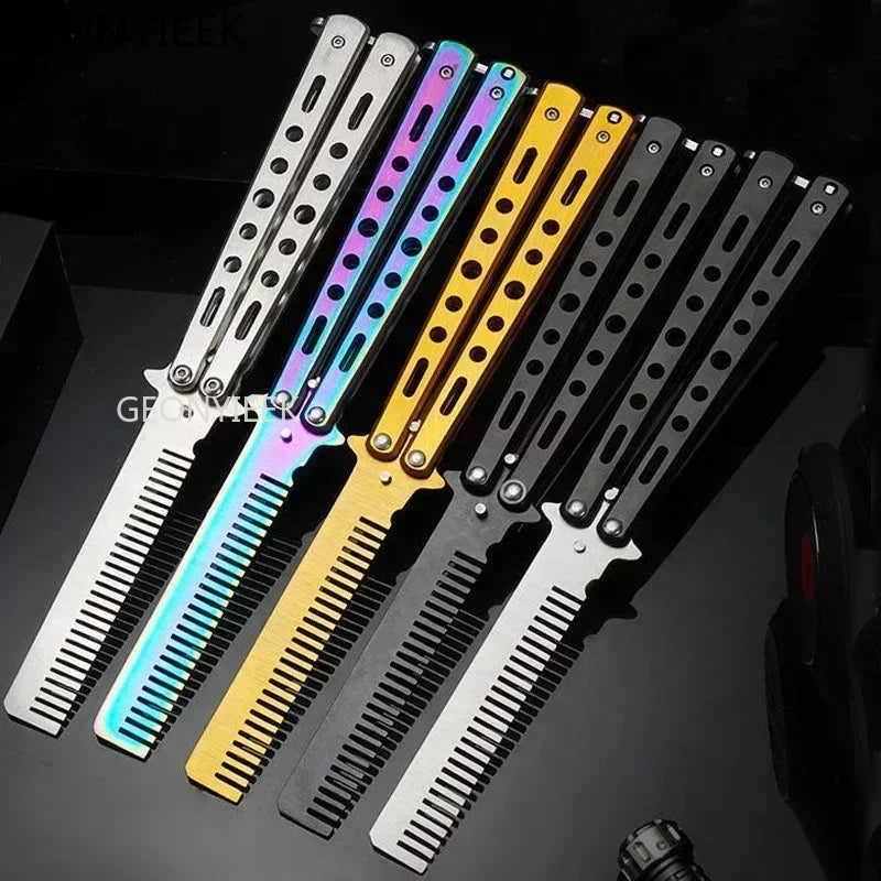 Foldable Comb Stainless Steel Practice Training Butterfly Comb