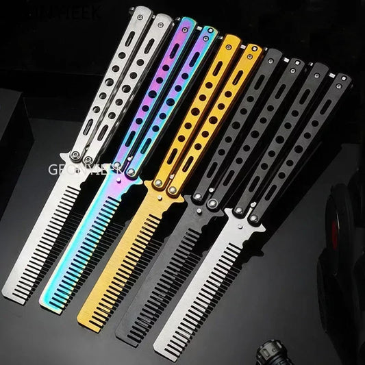 Foldable Comb Stainless Steel Practice Training Butterfly Comb