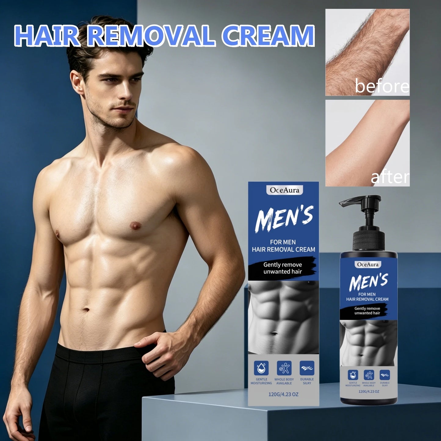 Painless Men's Body Depilatory Cream Fast Acting Hair Remover