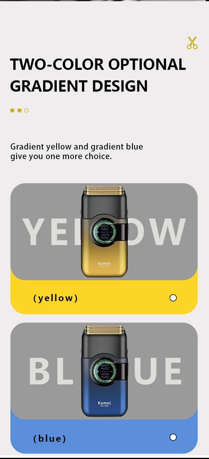 Kemei T389 Fashion Color Electric Shaver Hair Clipper Shaver