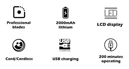 VGR Hair Clipper Professional Hair Trimmer LED Display V-697