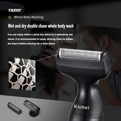 KM-114 3in1 Electric shaver for men wet dry electric razor
