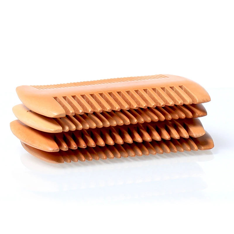 Natural Wood Hair Brush Beard Comb with PU Leather Case
