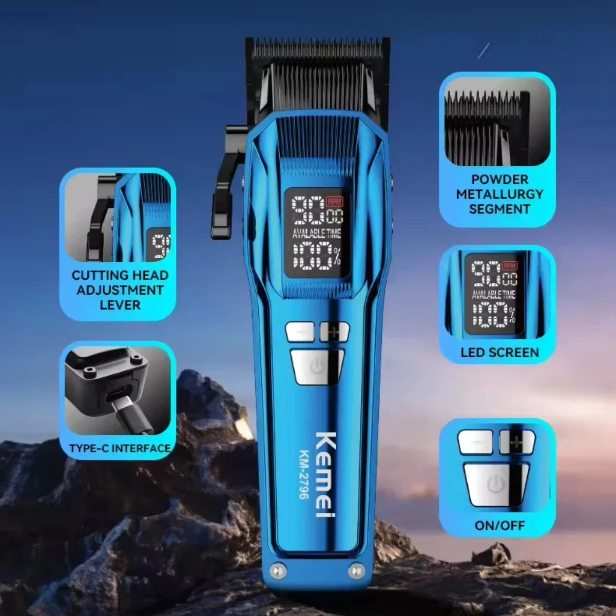 Kemei Hair Trimmer Professional Clippers Brushless Motor 9000 RPM