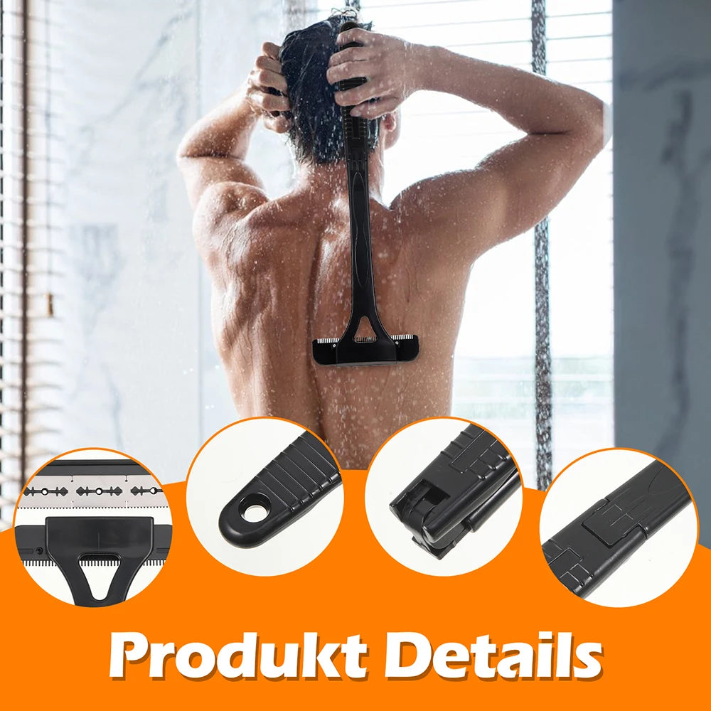 Black Men's Foldable Back Shaver Razor Trimmer