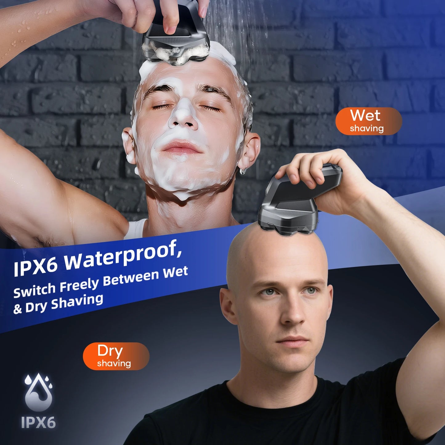S32 Electric Head Shaver for Men 7D Floating Cutter