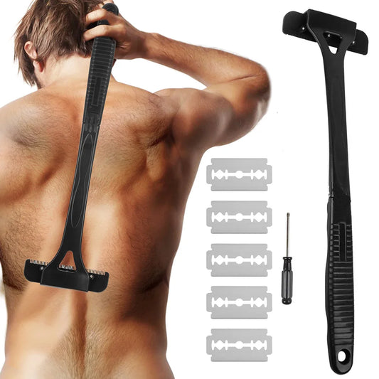 Black Men's Foldable Back Shaver Razor Trimmer