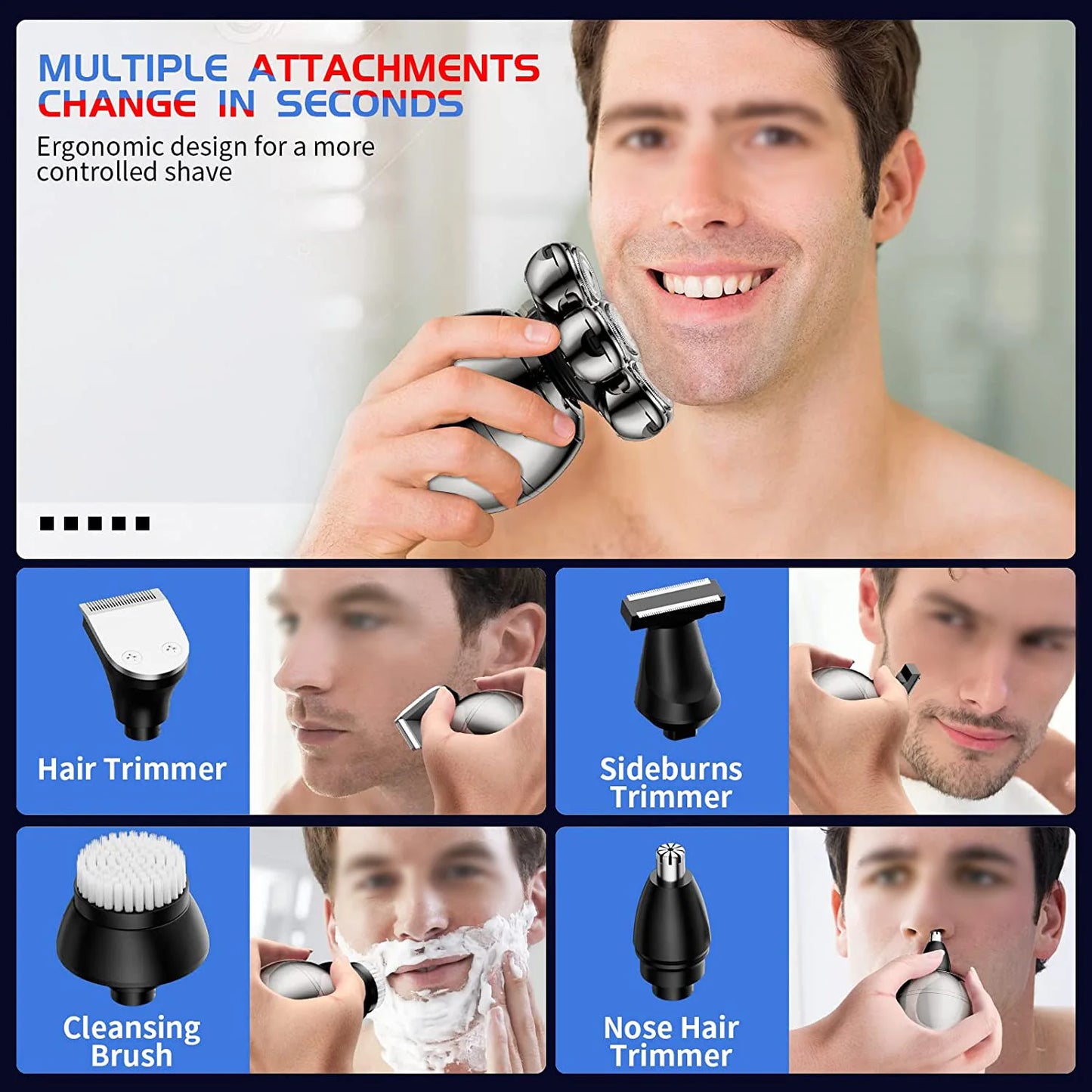 Electric Shaver 7D Floating Cutter Head Base Portable Trimmer