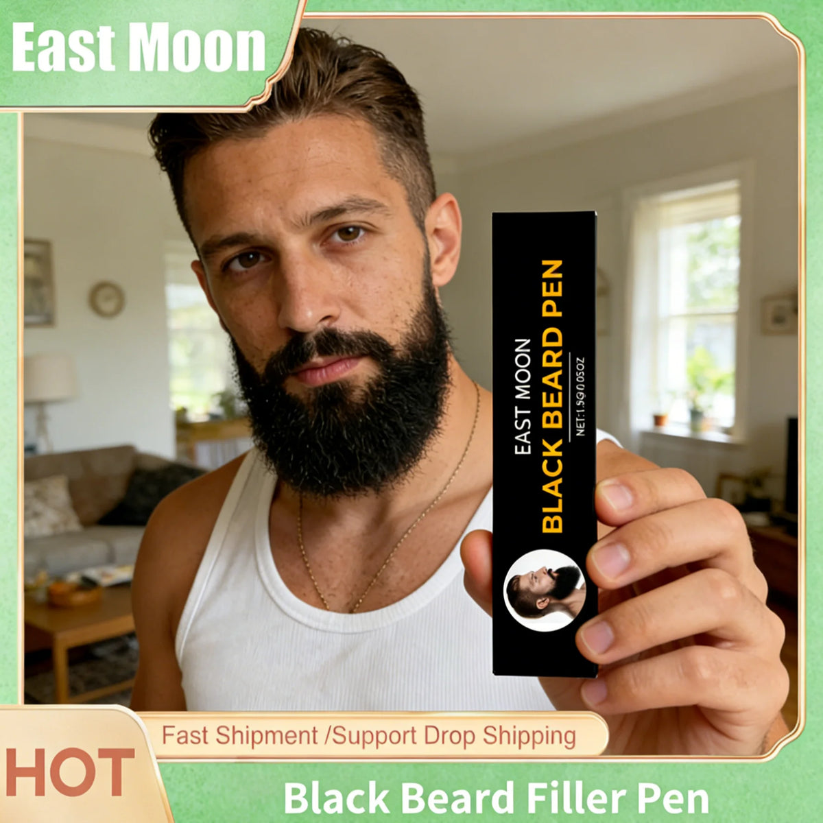 East Moon Black Beard Filler Pen with Brush Fast Permanent Coloring