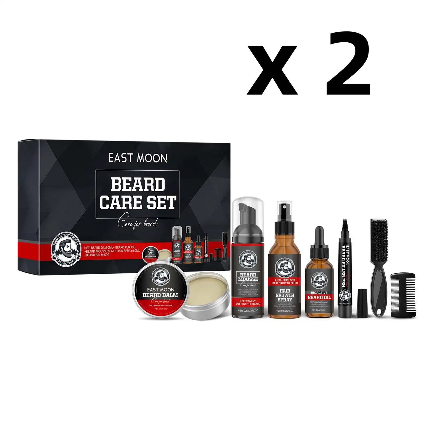 East Moon Men Beard Care Set Deep Nourishing Beard Growth Kit