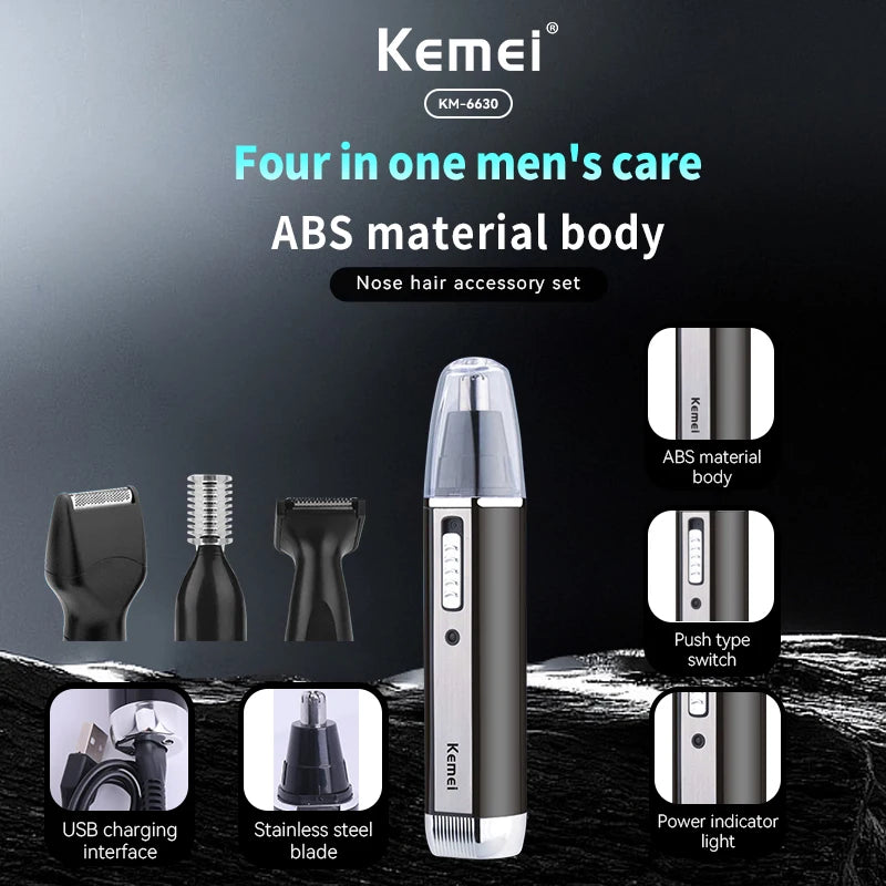 Kemei 6630, 4-in-1 Grooming Kit USB Rechargeable