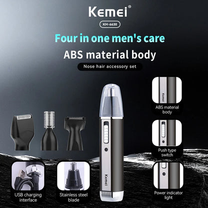 Kemei 6630, 4-in-1 Grooming Kit USB Rechargeable