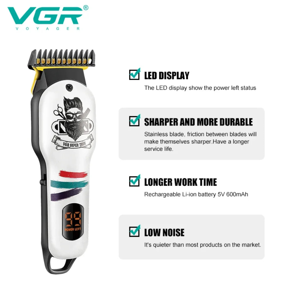 VGR Hair Trimmer Cordless Haircut Machine Electric Beard Clipper