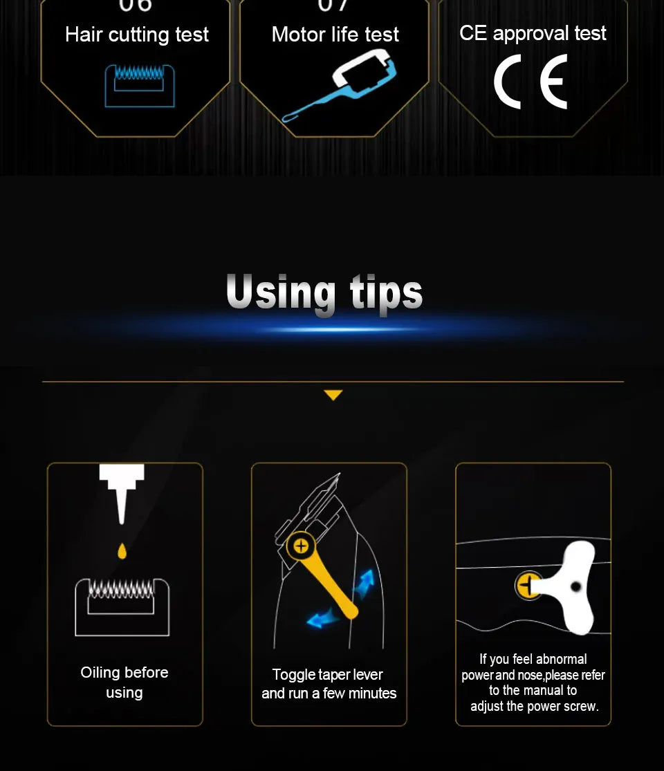 Professional 10W Classical Taper Level Hair Clipper Corded Trimmer