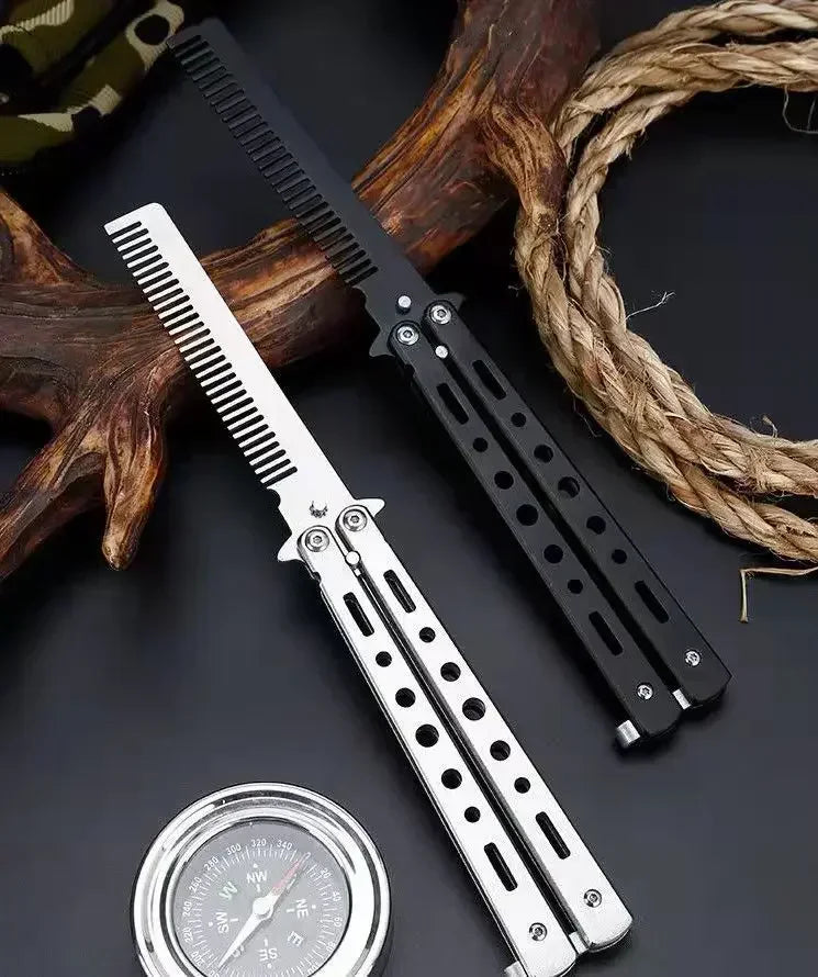 Foldable Comb Stainless Steel Practice Training Butterfly Comb