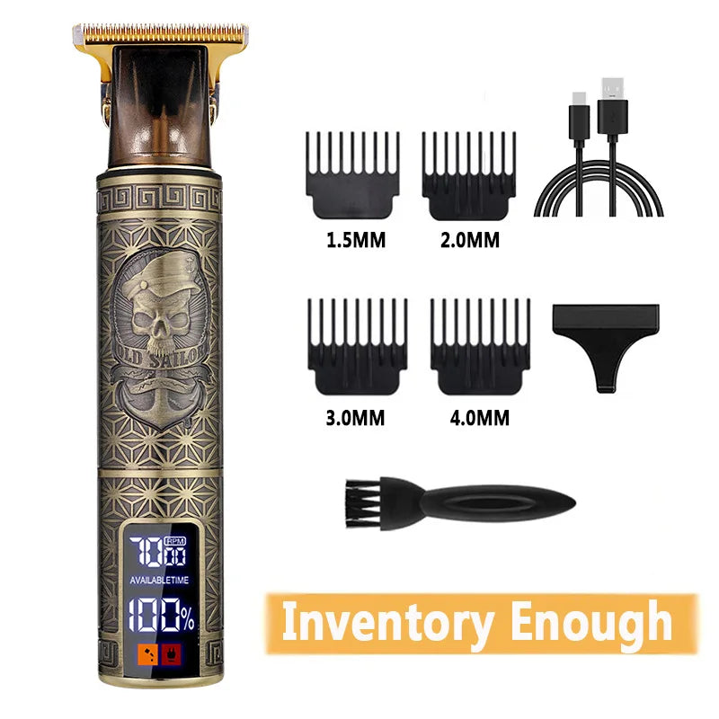 Electric Barber T9 Upgraded LCD Rechargeable Retro Oil Head