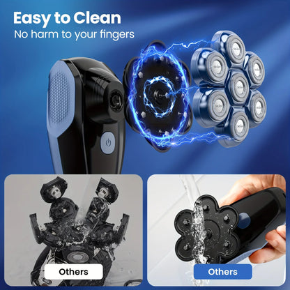 Sejoy Electric Bald Men Shavers Head 7 Floating Heads