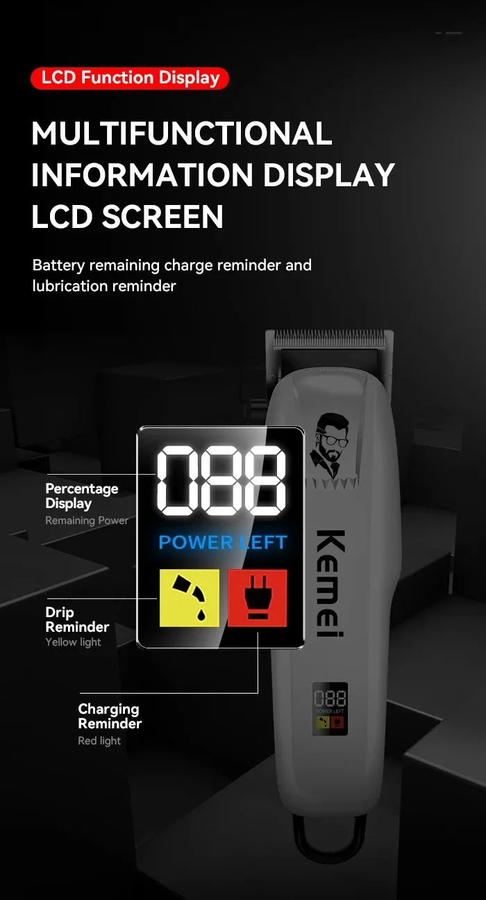 Kemei KM-PG809A KM-PG232 LCD USB Charging Hair Clipper