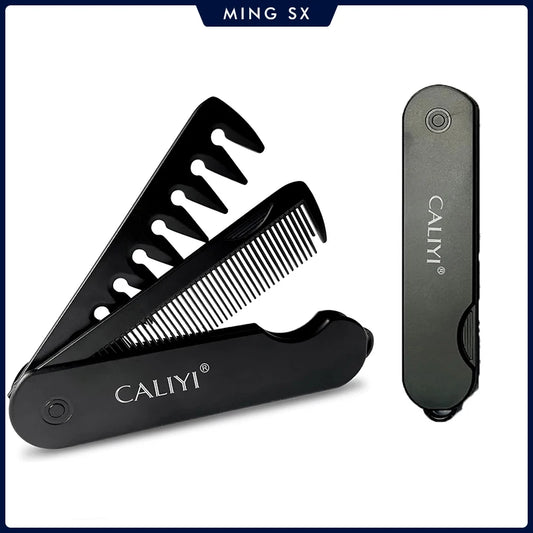 2 in 1 Folding Hair Comb for Men, Pocket Comb Mustache