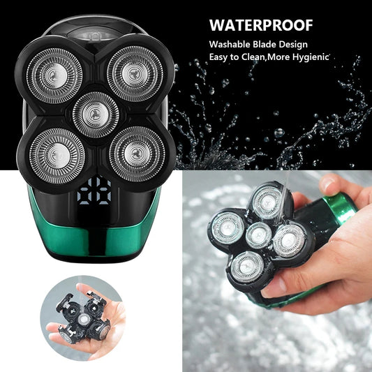 5 In 1 4D Men's Rechargeable Bald Head Electric Shaver