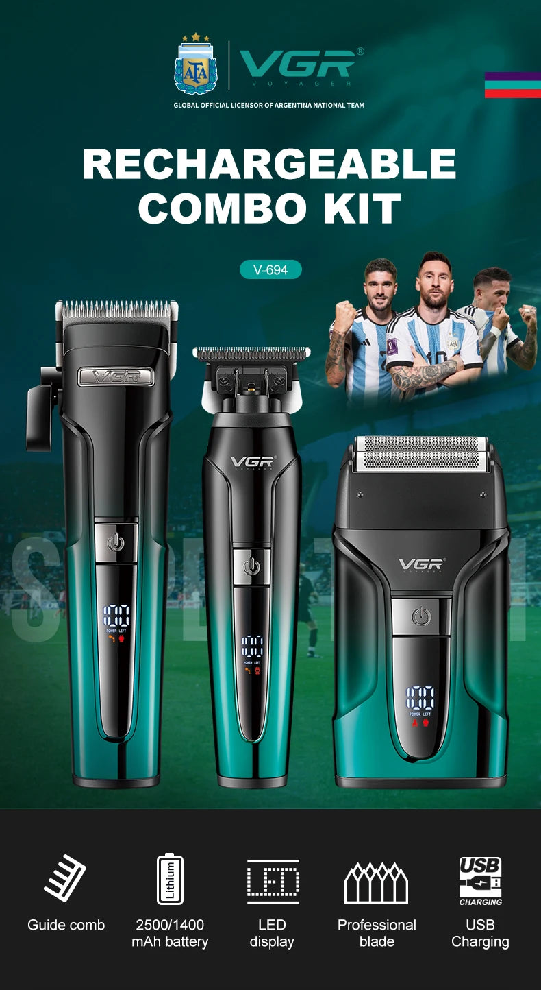 VGR V-694 3-in-1 Hair Trimming Set Professional High end Hair Clipper