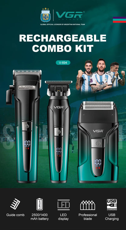VGR V-694 3-in-1 Hair Trimming Set Professional High end Hair Clipper