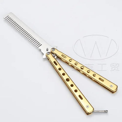 Foldable Comb Stainless Steel Butterfly Knife Comb