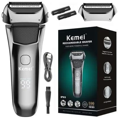Kemei Men's Electric Shaver Facial Beard Wet & Dry Shaver