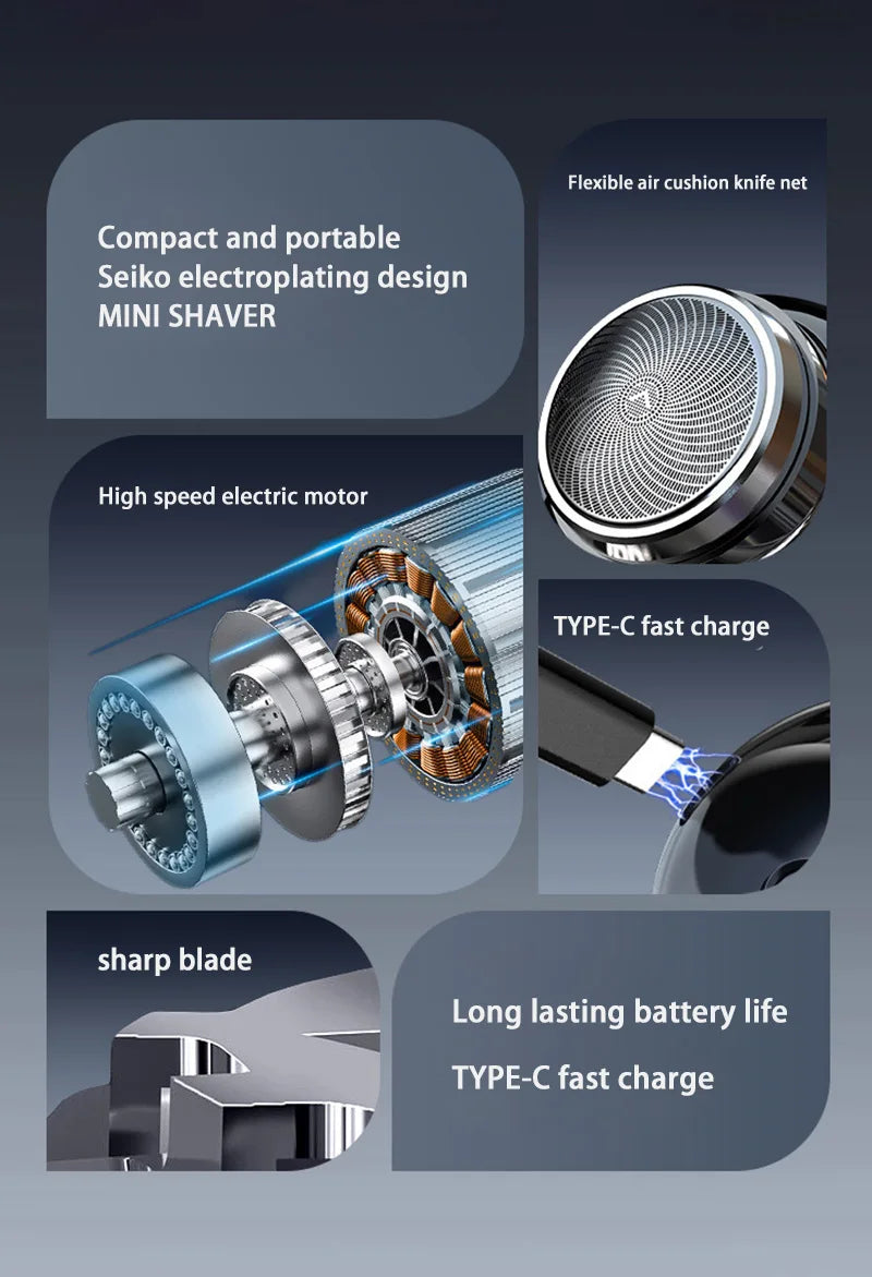 Electric Travel Shaver Portable Razor Man Wet And Dry Usb