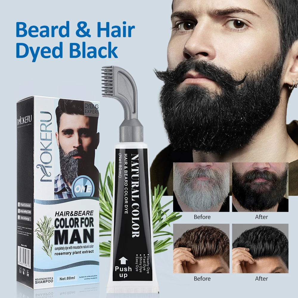 3 Minutes Black Beard Dye Cream With Comb 80ml Rosemary