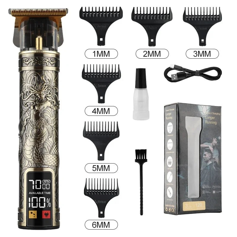 T9 LCD Electric Hairdresser Oil Shaving Head Trimmer