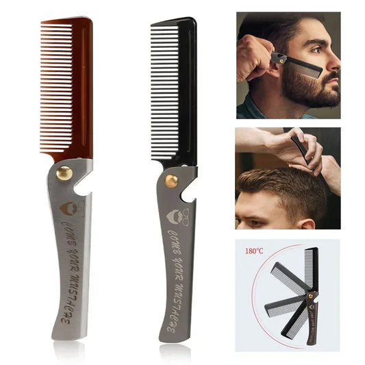 New Foldable comb Folding Pocket Clip Hair Moustache