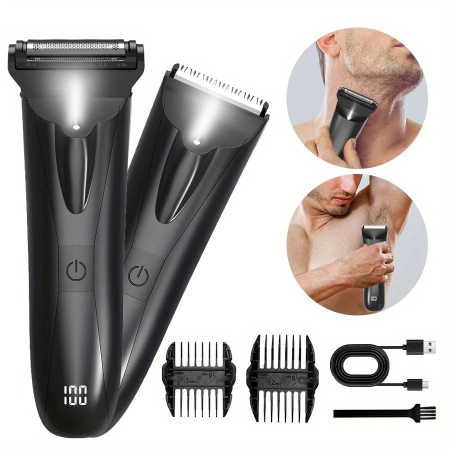Men's 2-in-1 Body Hair Trimmer & Shaver Dual-Head Grooming