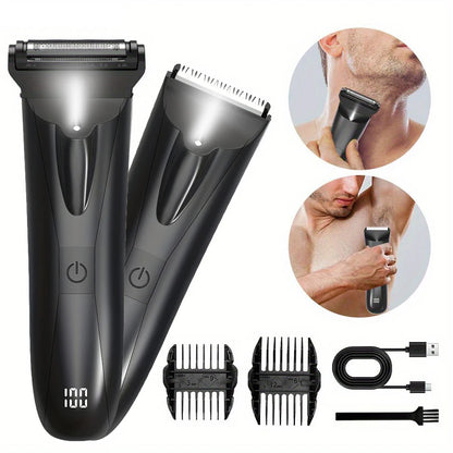 Men's 2-in-1 Body Hair Trimmer & Shaver Dual-Head Grooming