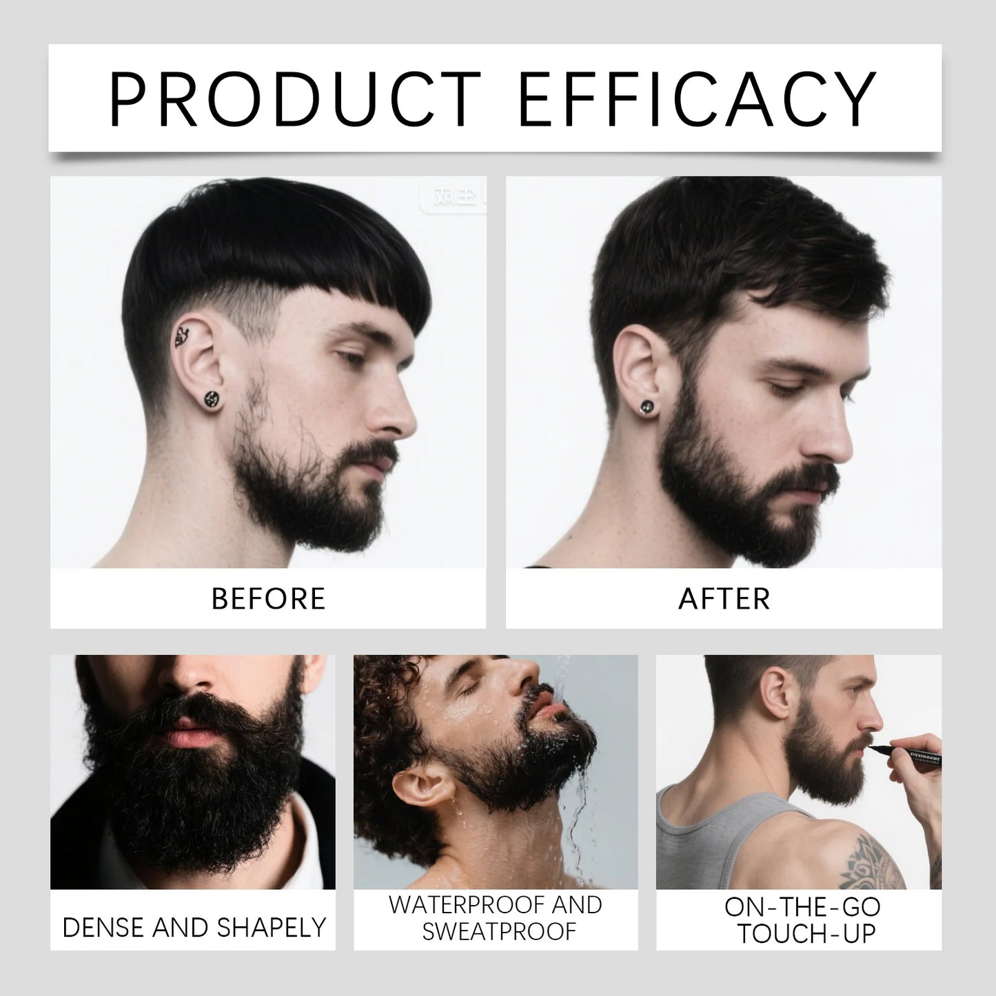 Instant Beard Filler Pen With Brush Comb Disposable Moustache