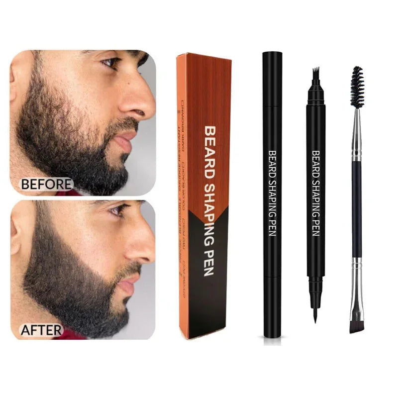 Waterproof Beard Pen 2-in-1 Beard Filler Pencil with Brush