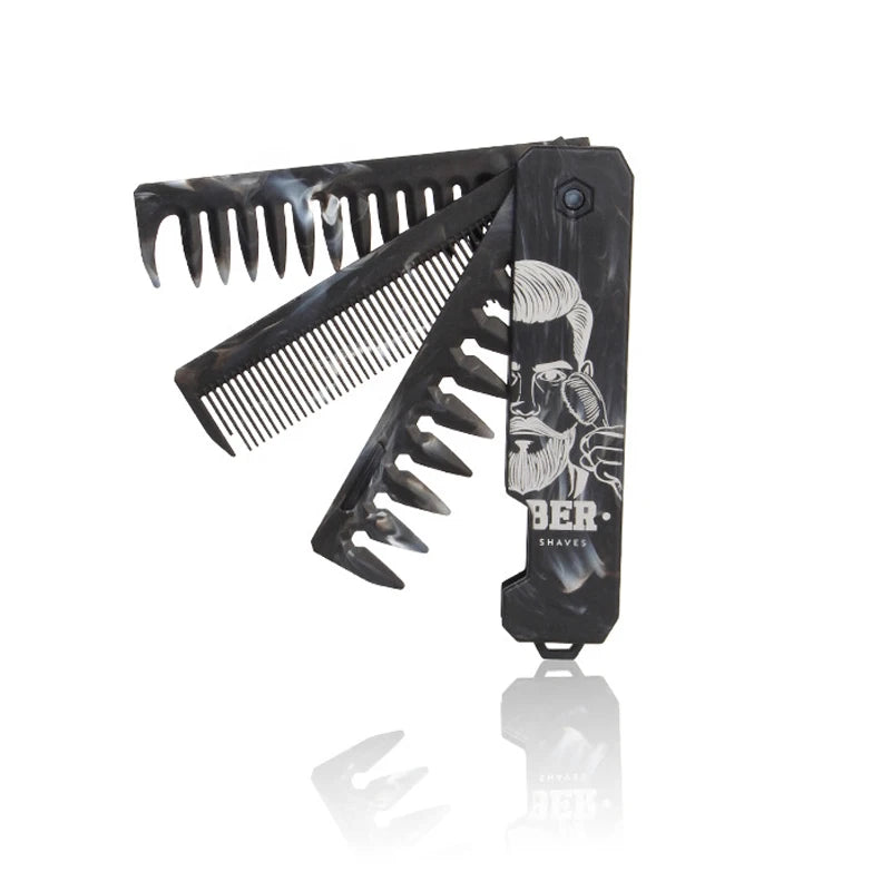 3 in 1 Pocket Folding Combs Plastic Wide Tooth Head Comb