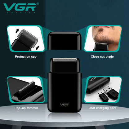 VGR 390 mini single blade cordless beard trimmer razor