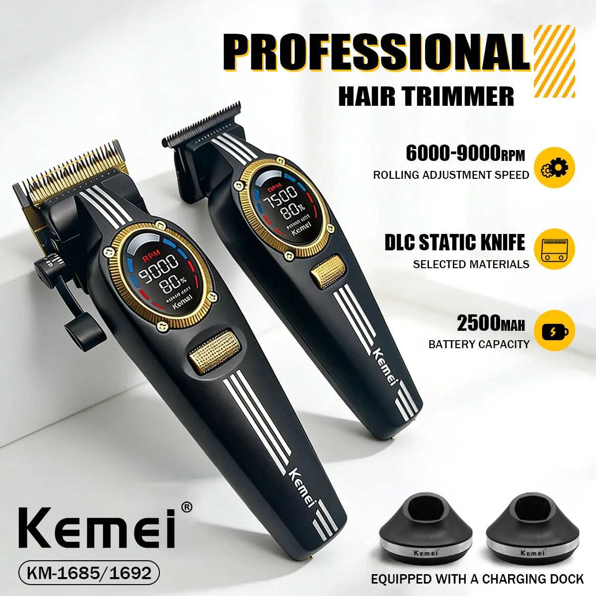 Kemei Trimmer Professional Rechargeable Clippers KM-1685 KM-1692