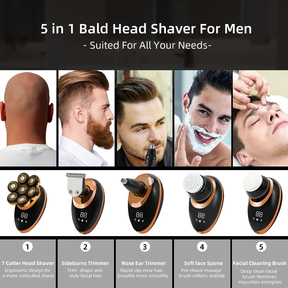 Men 7D Floating Men Electric Shaver Wet Dry Beard Hair Trimmer