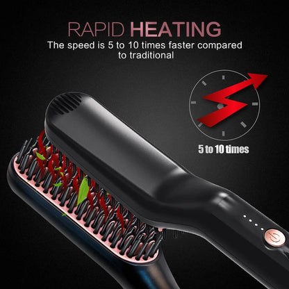 3 in 1 Quick heat Hair Beard straightener comb PTC heater